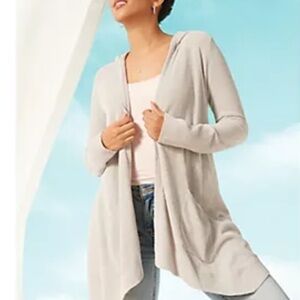 Barefoot Dreams CozyChic Ultra Lite Hooded Seashore Cardigan Size Medium